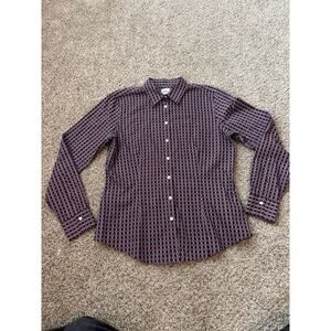 Brooks Brothers VTG Women Button Up Shirt Burgundy Chain Size 8 100% Cotton